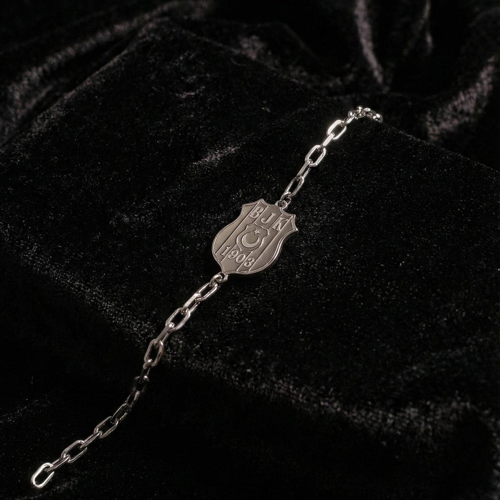 925 Ayar Gümüş Beşiktaş Logolu Erkek Bileklik - 1903 Kartal Taraftar Serisi