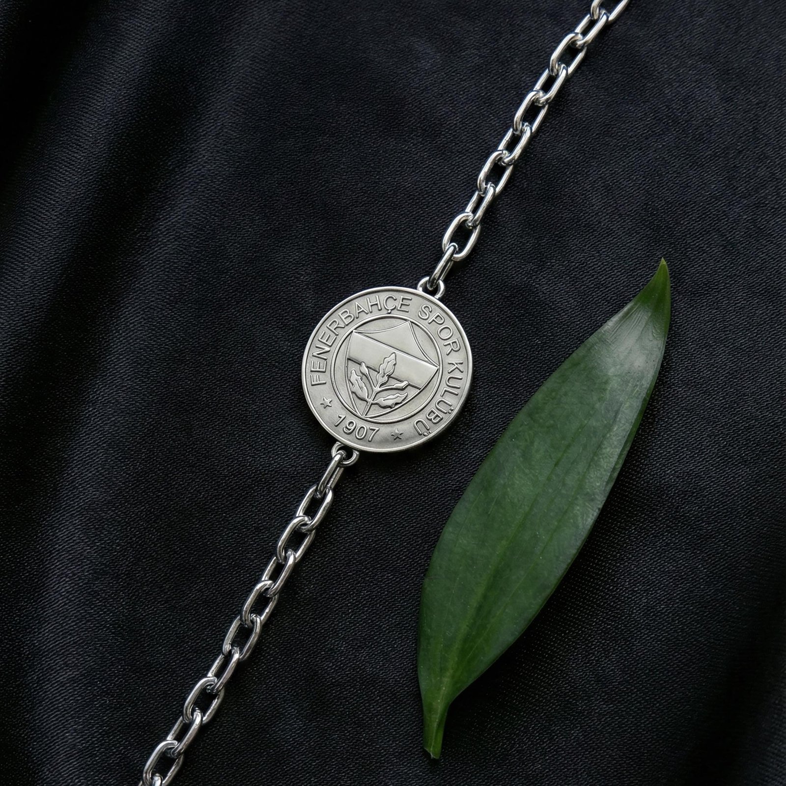 925 Ayar Gümüş Fenerbahçe Logolu Erkek Bileklik - 1907 Kanarya Taraftar Serisi