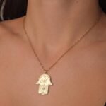 Harf Detaylı Fatma Ana Eli (Hamsa) Kolye | 925 Gümüş