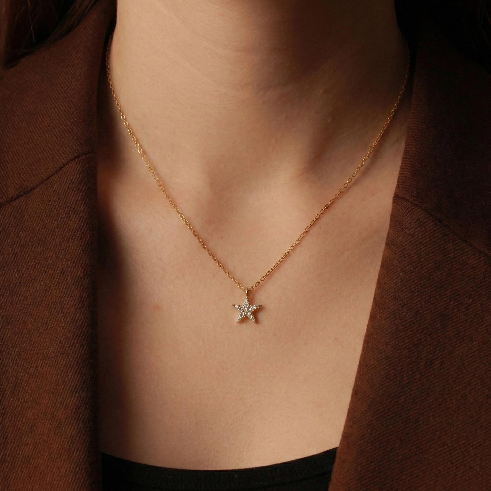 Zirkon Taşlı Minimal Yıldız Kolye | 925 Gümüş