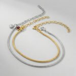 Doğum Ay Taşlı Yılan Zincir Bileklik (Çift) | 925 Gümüş