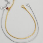 Doğum Ay Taşlı Yılan Zincir Bileklik (Çift) | 925 Gümüş