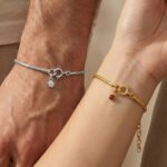 Doğum Ay Taşlı Yılan Zincir Bileklik (Çift) | 925 Gümüş